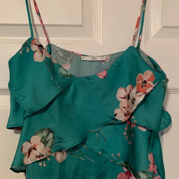 Green Silk Floral Tank Top - Picture 2 of 3